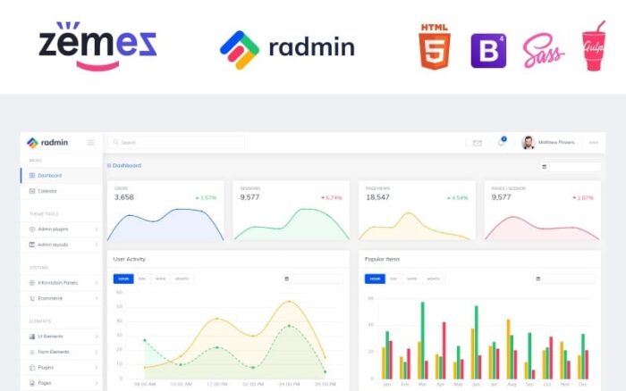 Radmin - Multifunctional Clean Dashboard Admin Template