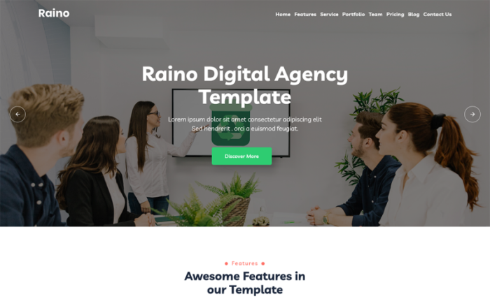 Raino - Digital Agency React Landing Page Template