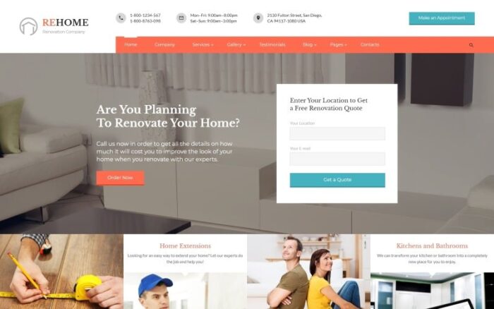 ReHome - Home Renovation & Modeling Multipage HTML Website Template