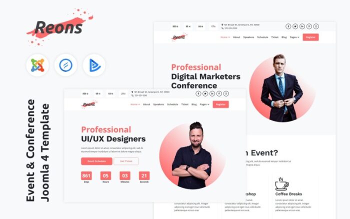 Reons - Event & Conference Joomla 4 Template Joomla Template