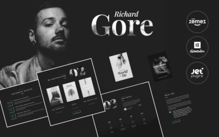 Richard Gore - Stylish Writer Portfolio Template with Elementor Builder WordPress Theme