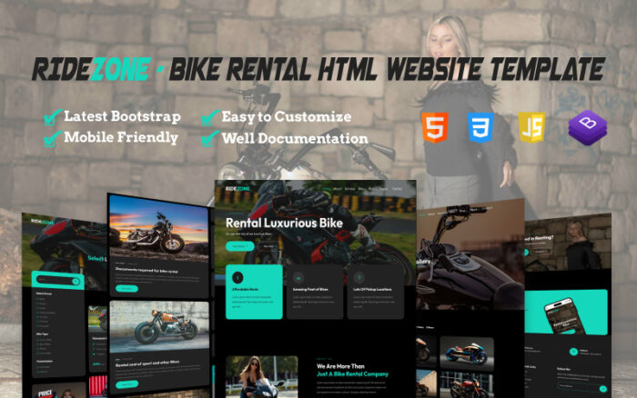 RideZone - Bike Rental responsive html website template Website Template