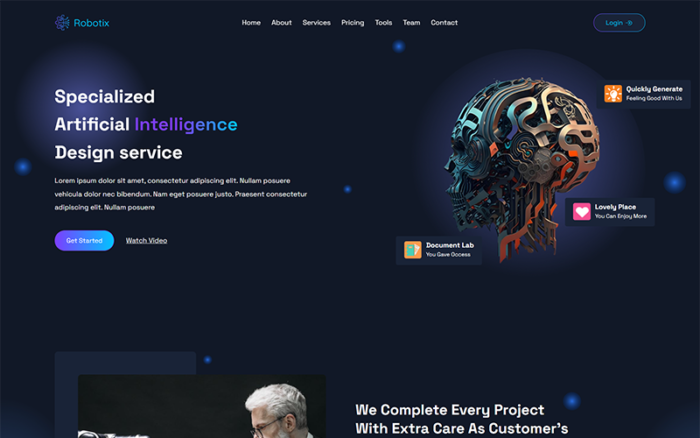 Robotix - AI Writer & Tech Startup Landing Page Template