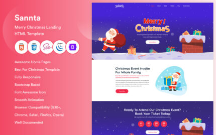 Sannta - Christmas Landing HTML5 Template. Landing Page Template