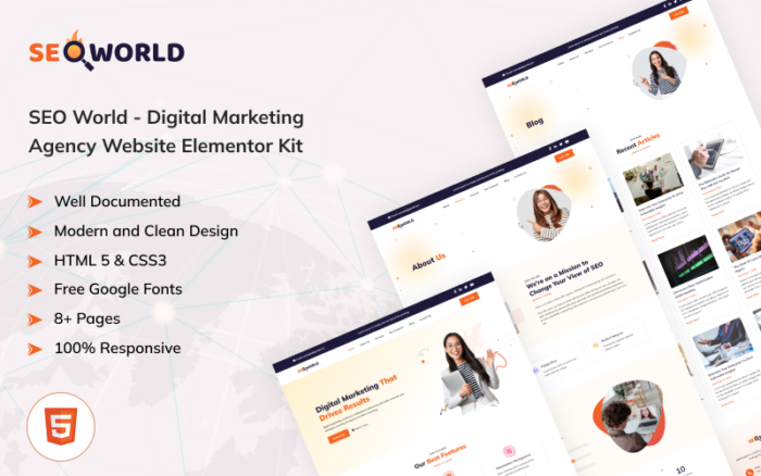 SEO World - Digital Marketing Agency HTML Template Website Template