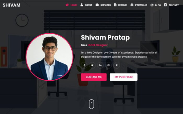 Shivam - Personal Portfolio and Resume/CV Landing page Template Landing Page Template