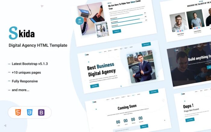 Skida - Digital Agency HTML Template Website Template