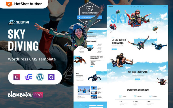 Skidiving - Skydiving Adventure And Parachute WordPress Elementor Theme WordPress Theme