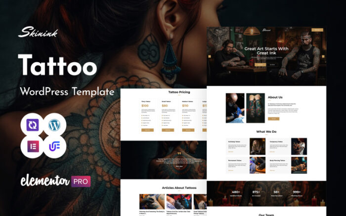 Skinink - Tattoo Artist Multipurpose WordPress Theme