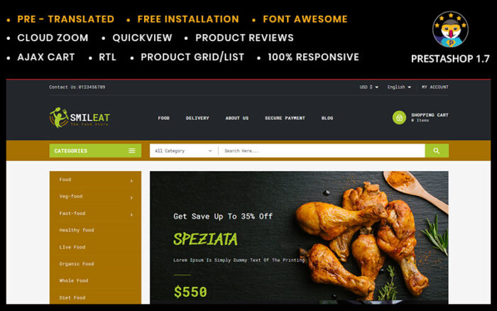 Smileat Food Store PrestaShop Theme