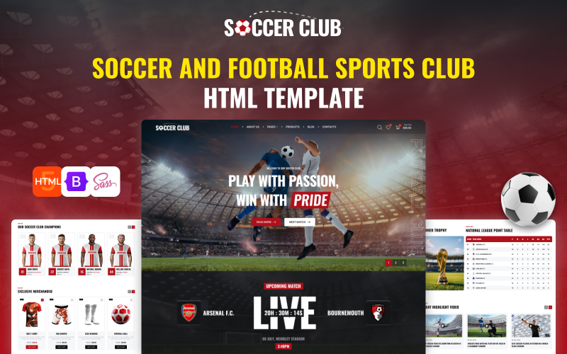 Soccer Club: Premium Football Sports HTML Template for Dynamic Teams Website Template