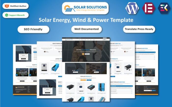 Solar Solutions - Solar Energy, Wind & Power WooCommerce Elementor Template WooCommerce Theme