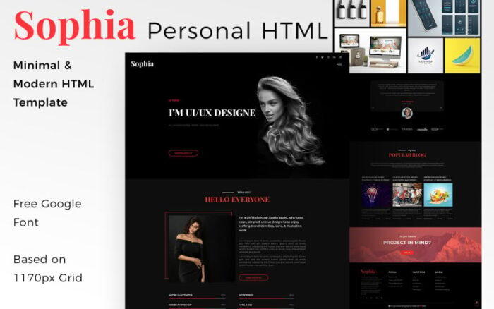 Sophia - Creative Personal Portfolio HTML Landing Page Template