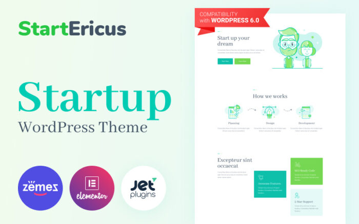 StartEricus - Clean and Minimalistic Startup Landing Page WordPress Theme