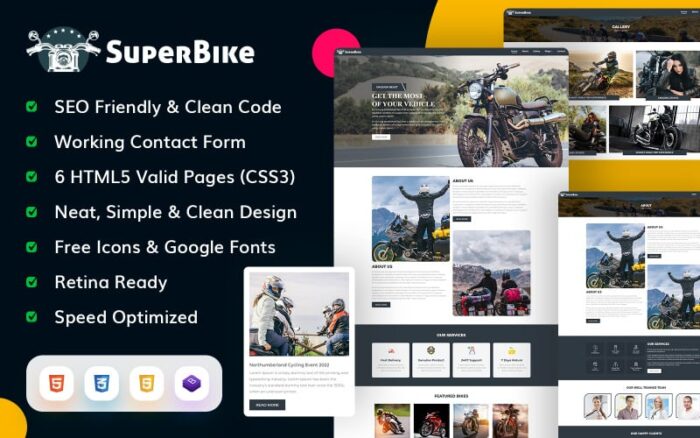 SuperBike and Throttle Motorcycle Html5 Website Template