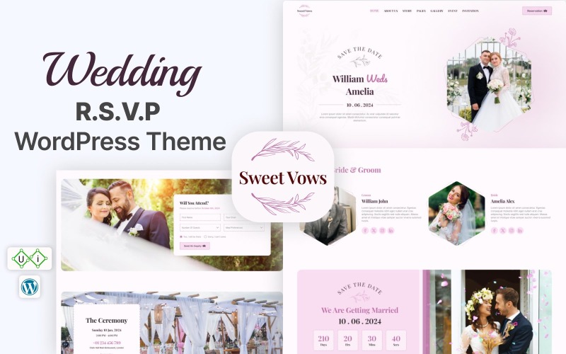 Sweet Vows - Digital wedding invitation and event WordPress Theme