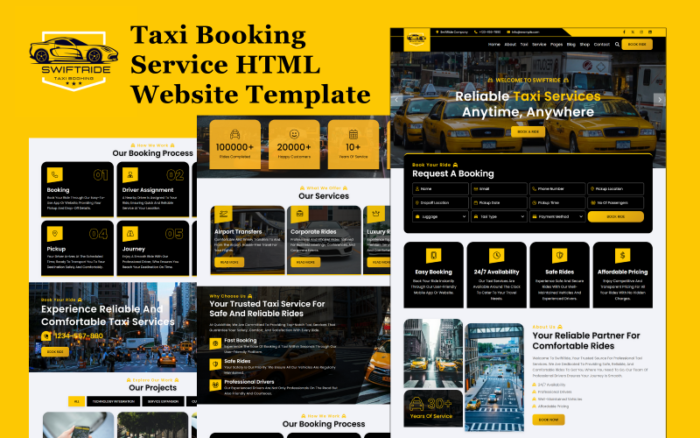 SwiftRide - Taxi Booking Service HTML5 Website Template