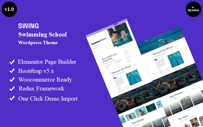 Swing - Swimming School Wordpress Theme WordPress Theme