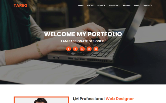 Tareq Personal Portfolio HTML5 Landing Page Template