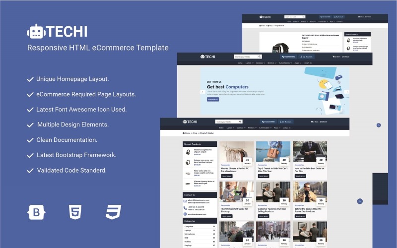 Techi - Responsive Bootstrap eCommerce HTML Template Website Template