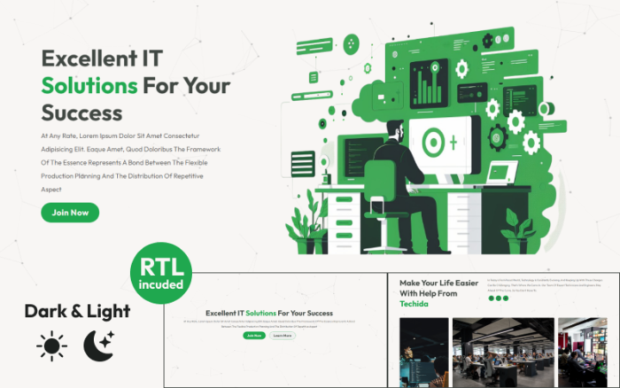 Techida - IT Solutions Company - Business Services Multipurpose Responsive Landing Page Template