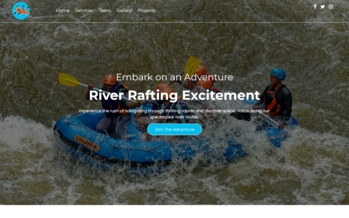 TishRaftingHTML - Rafting HTML Template Landing Page Template