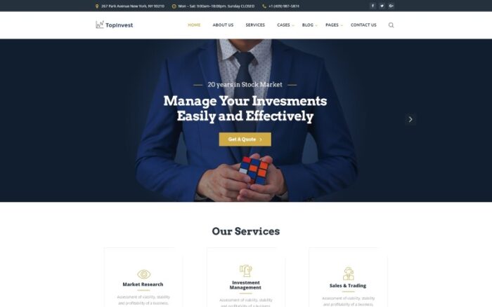 TopInvest - Investment Company Responsive Multipage Website Template