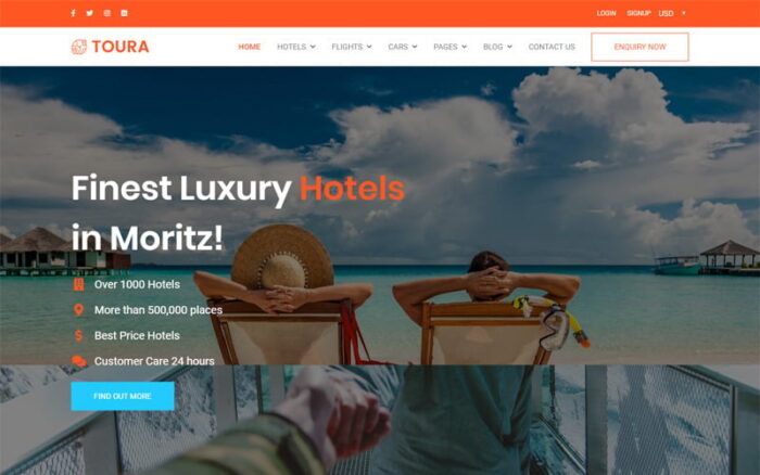 Toura - Travel Agency Booking Responsive Website Template