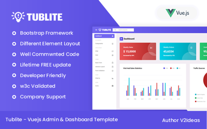 Tublite – Vuejs Admin and Dashboard Template Admin Template