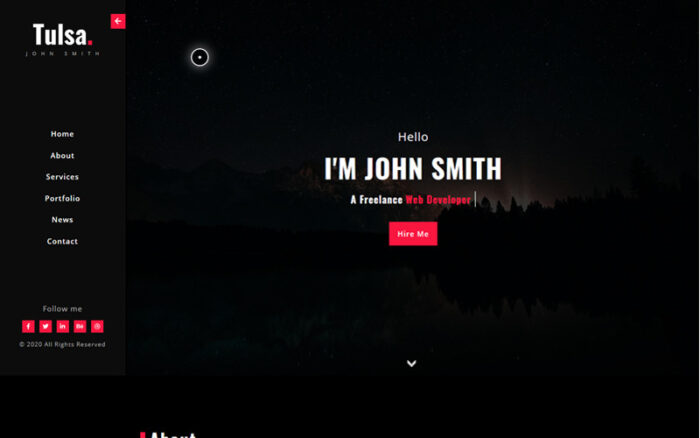 Tulsa - Personal Portfolio Landing Page Template