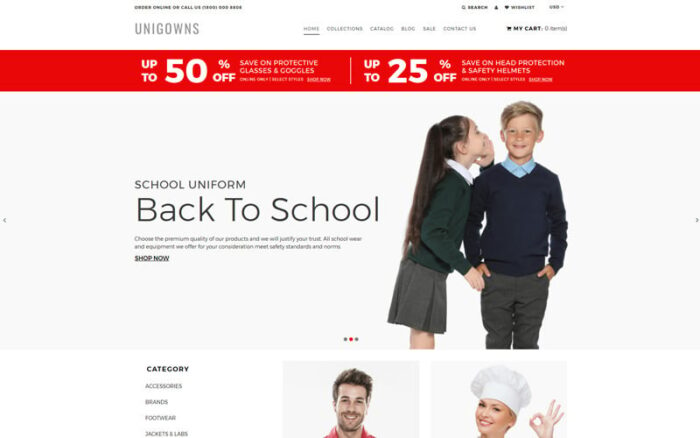 Unigowns - Uniform Store Clean Shopify Theme