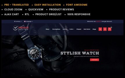 Versace Watch Store Opencart template OpenCart Template