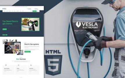 Vesla Electric Gas Station Landing Page Template