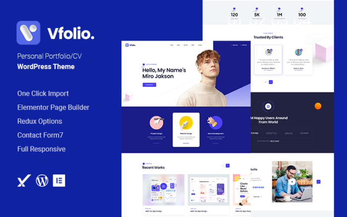 Vfolio Personal Portfolio/CV WordPress Theme