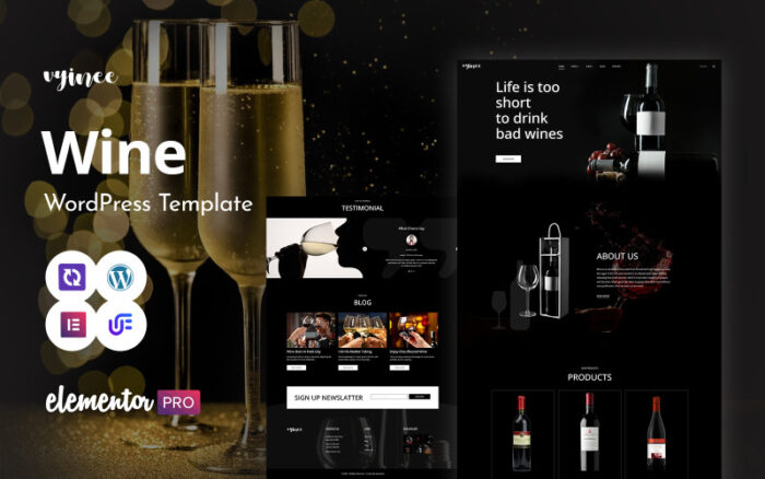 Vninee - Wine And Winery Shop WordPress Elementor Theme WordPress Theme