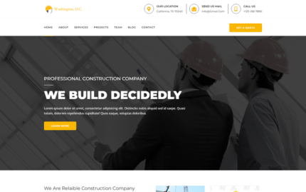 Washington Construction Landing Html Template Landing Page Template