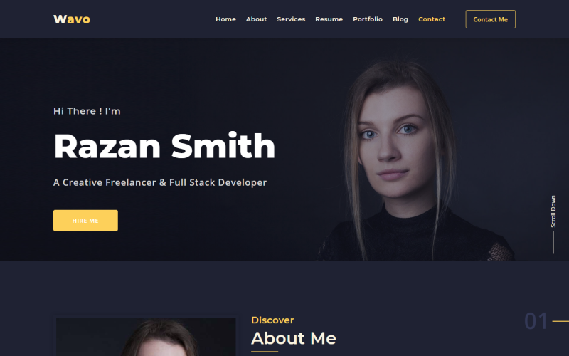 Wavo - Personal Portfolio Landing Page Template