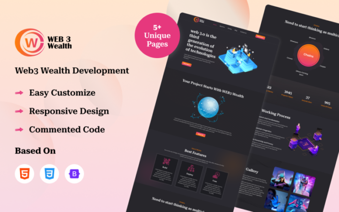 Web3 Wealth - Web3 Development Service HTML Bootstrap Wesbite Template Website Template