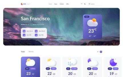 Wecast - Weather Forecast Website with React + NextJS + TailwindCSS Website Template