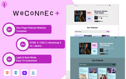 Weconnect One Page Podcast HTML Website Template Landing Page Template