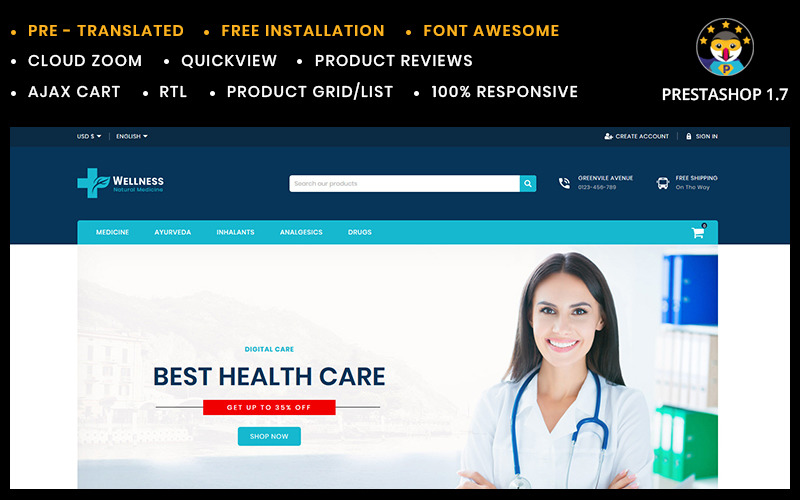 Wellness Medicine and Sanitizer Store PrestaShop Theme