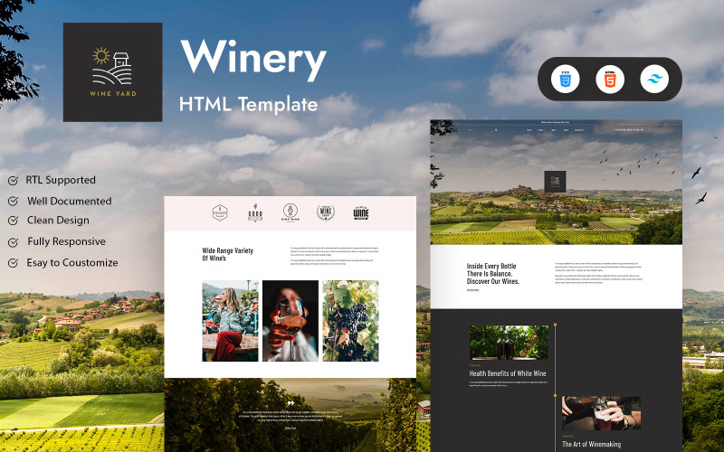 WineYard - Wine And Winery | Tailwind CSS Template Website Template