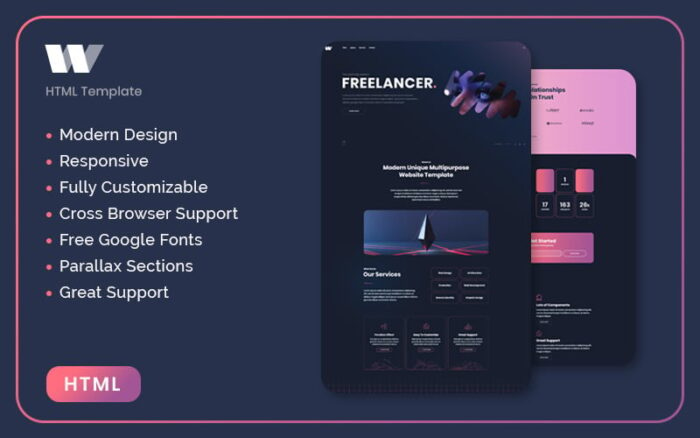 Wynn - Creative HTML Landing Page Landing Page Template