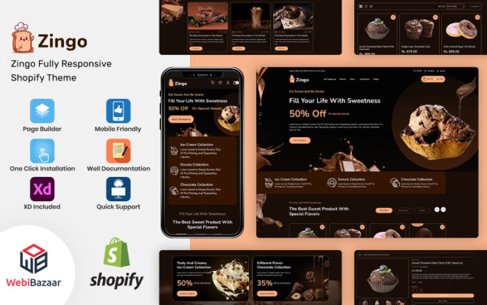 Zingo - Cakes, Sweets & Chocolate Shopify 2.0 Theme Shopify Theme