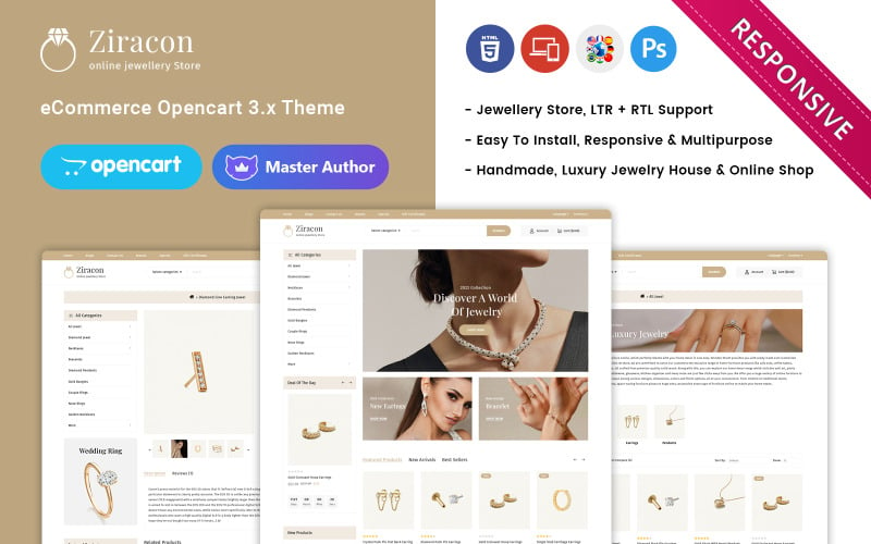 Ziracon - Free Jewellery OpenCart Theme OpenCart Template